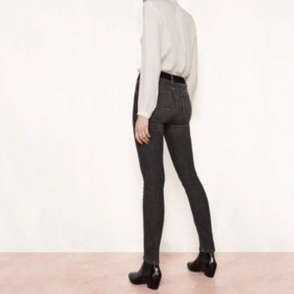 Maje Black Velvet Trim Pino Designer Skinny Jeans 24 - Picture 4 of 12